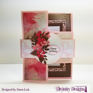Divinity Designs Stamp Set: Festive Favors Tag Sentiments, Custom Dies: Belly Band, Festive Favors, Half Shutter Card with Layers, Lavish Layers, Pierced Rectangles, Paper Collection: Beautiful Blooms