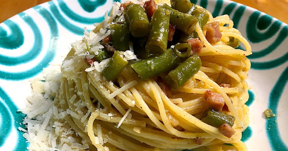 Spaghetti mit Bohnen und Speck