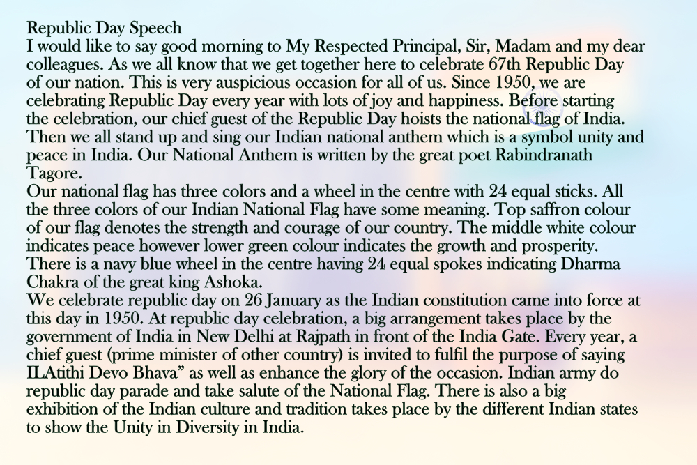 😀 A speech on republic day of india. Great Speech Tips for Republic Day