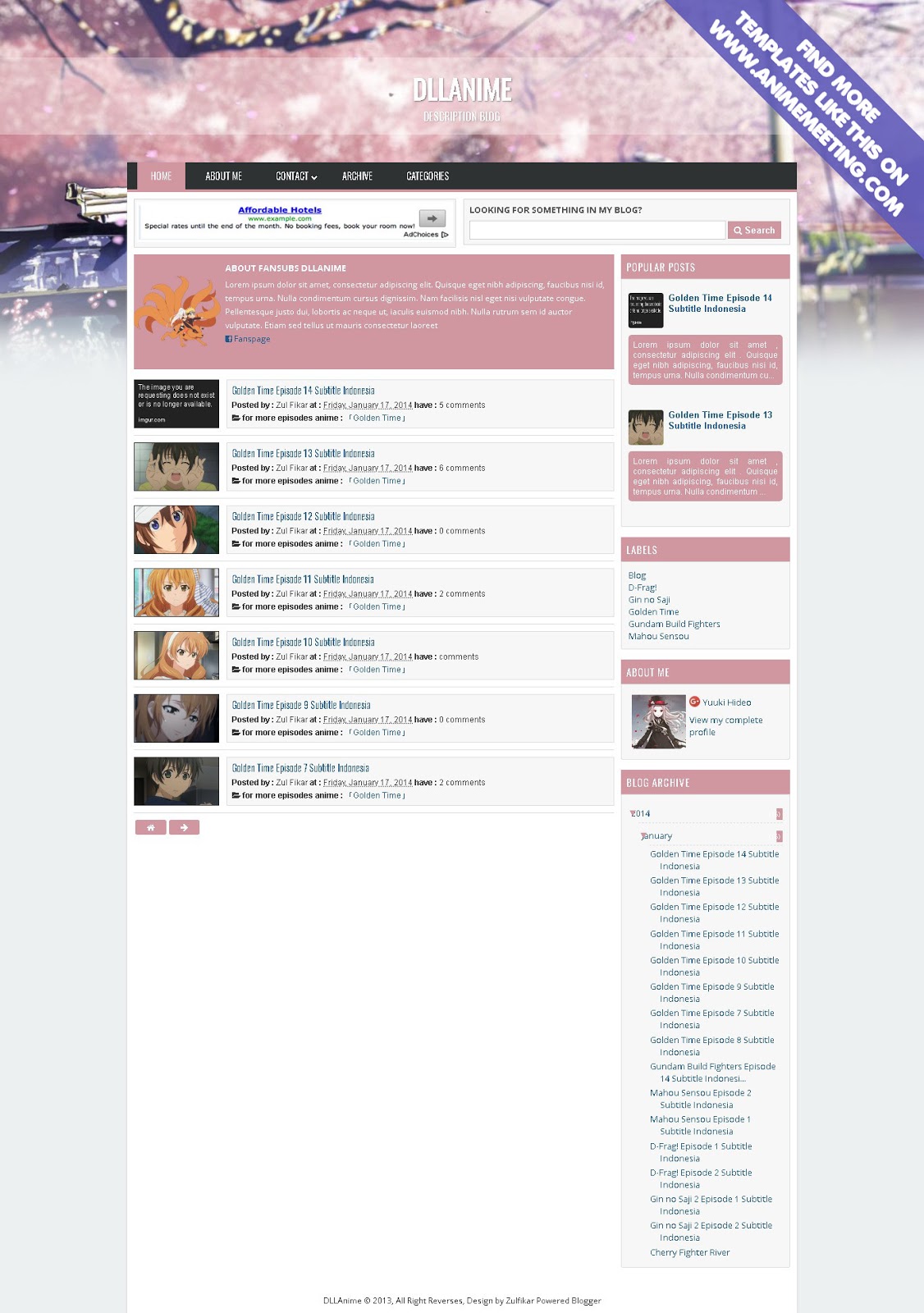 Anime Templates for Blogger: Dll | Animedaisuki | Anime Blogger