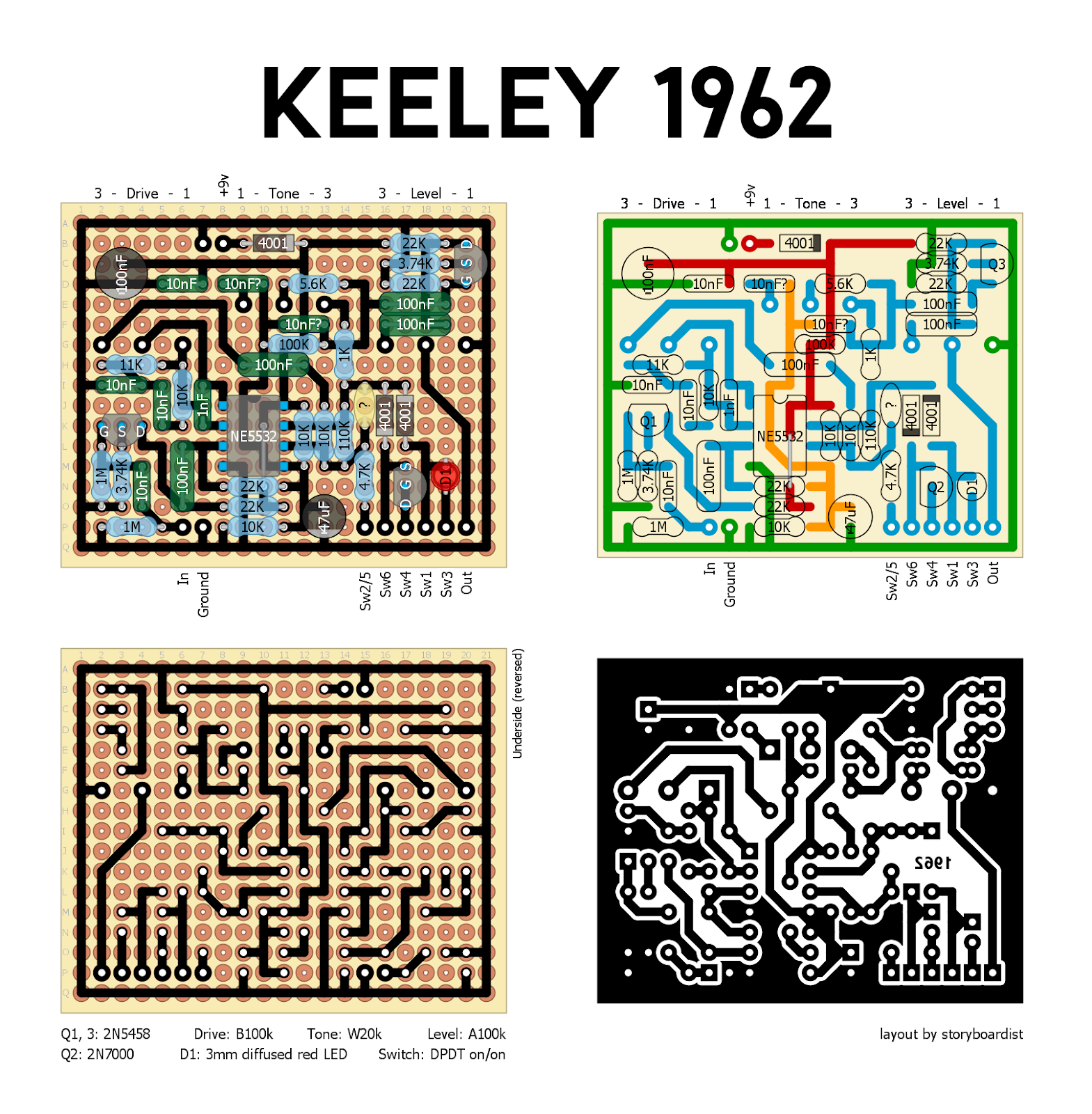 Perf and PCB Effects Layouts: Keeley 1962