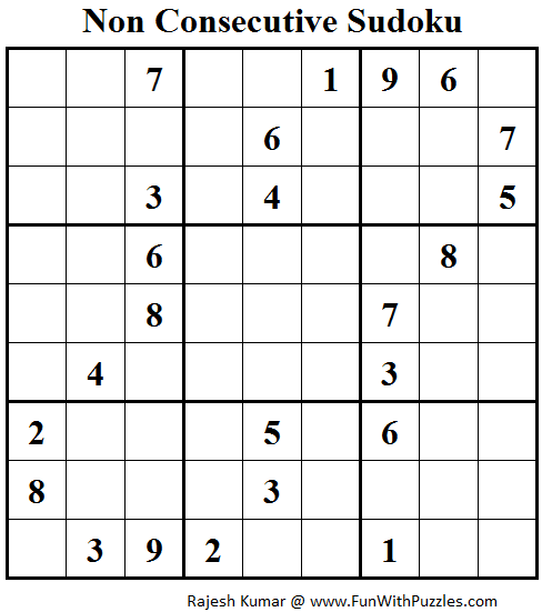 Non Consecutive Sudoku (Fun With Sudoku #57)