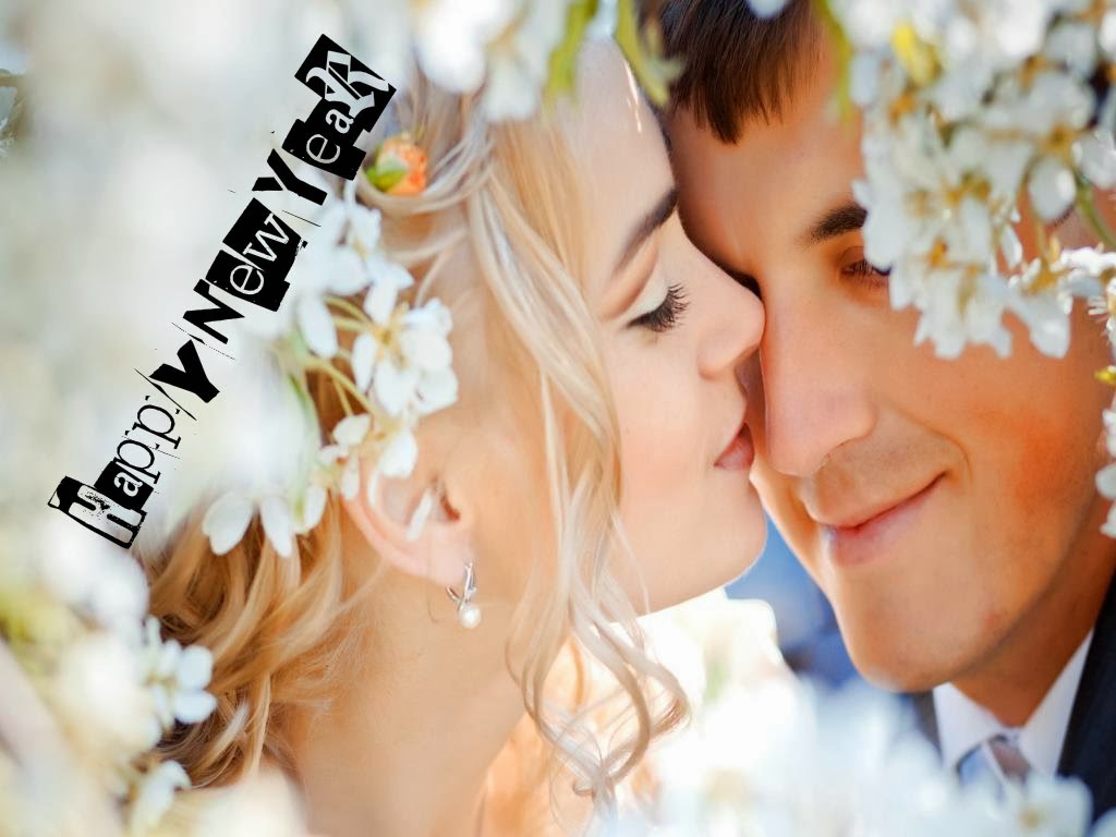 Happy New Year Romantic Wallpaper with New Year 2014 Advance Greetings in Hindi