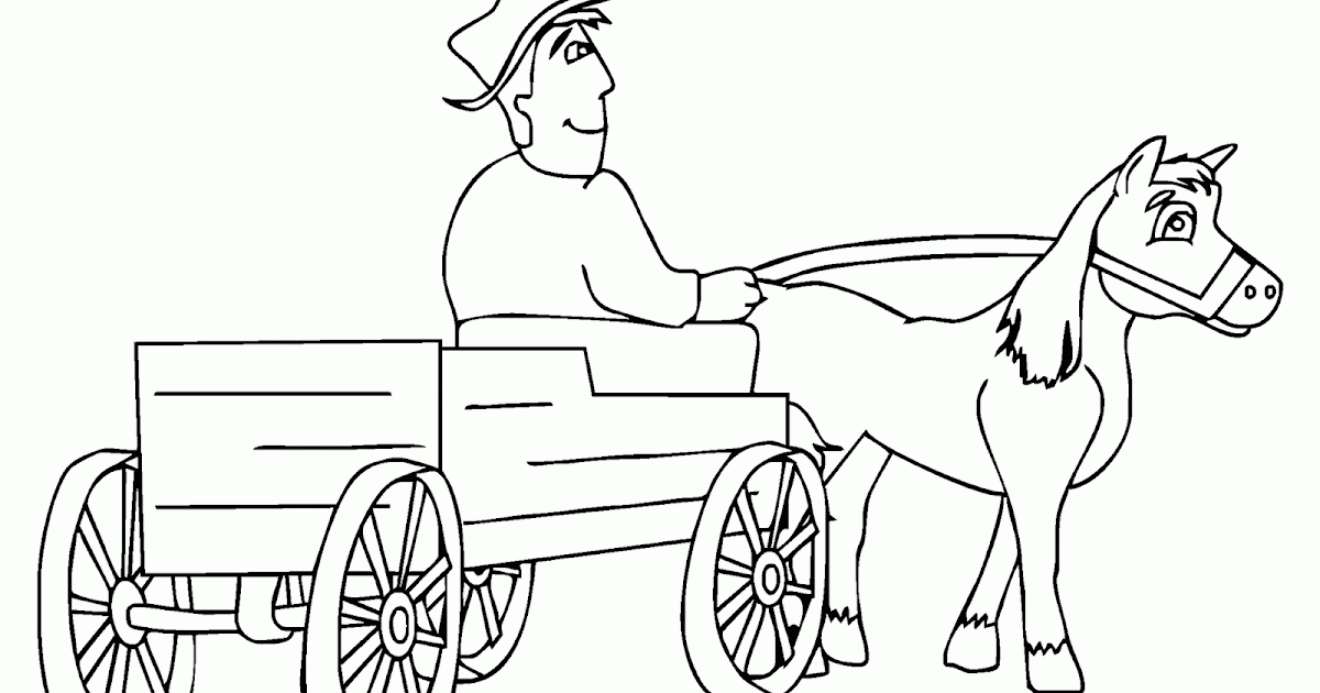 Gambar Mewarnai Kereta Kuda Petani Contoh Anak PAUD