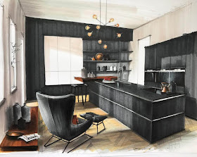 04-Black-Sophisticated-Kitchen-Sergei-Tihomirov-СЕРГЕЙ-ТИХОМИРОВ-Varied-Living-Room-Interior-Design-Sketches-www-designstack-co
