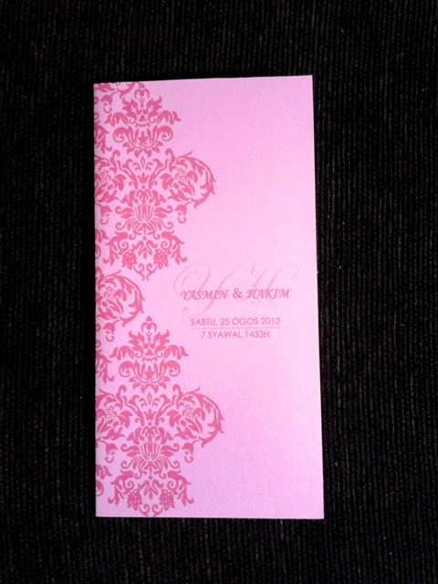 Pink Damask Wedding Invitation Card, Yasmin & Hakim, yasmin, hakim, wedding invitation cards, malay wedding cards, pink damask card, pink card, invitation card, wedding