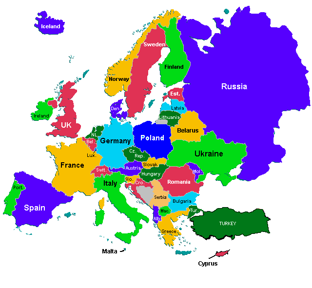 Europa Karta över Region Politiska