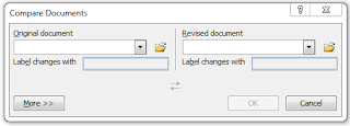 Compare document dialog box