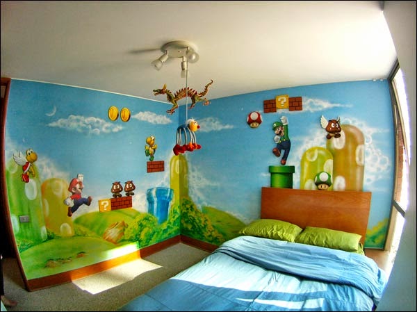 Un dormitorio tema Mario Bros - Ideas para decorar dormitorios