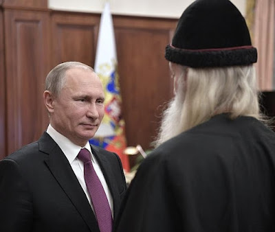 Vladimir Putin with Metropolitan Kornily of Moscow and All Russia of Old-Rite Russian Orthodox Church.