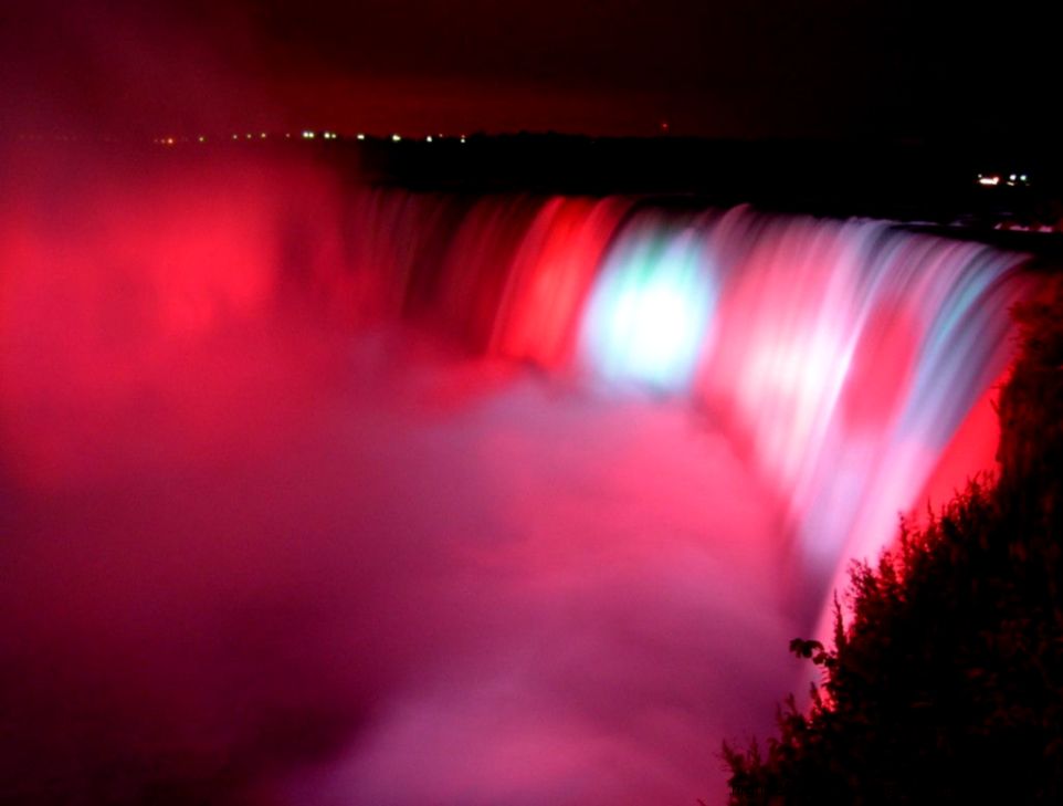Night Niagara Falls Beautiful Red Color Wallpapers