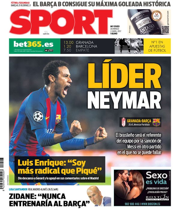 FC Barcelona, Sport: "Líder Neymar"