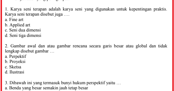 Soal UAS Seni Budaya KTSP Kelas 8 Semester 1 Dan Kunci
