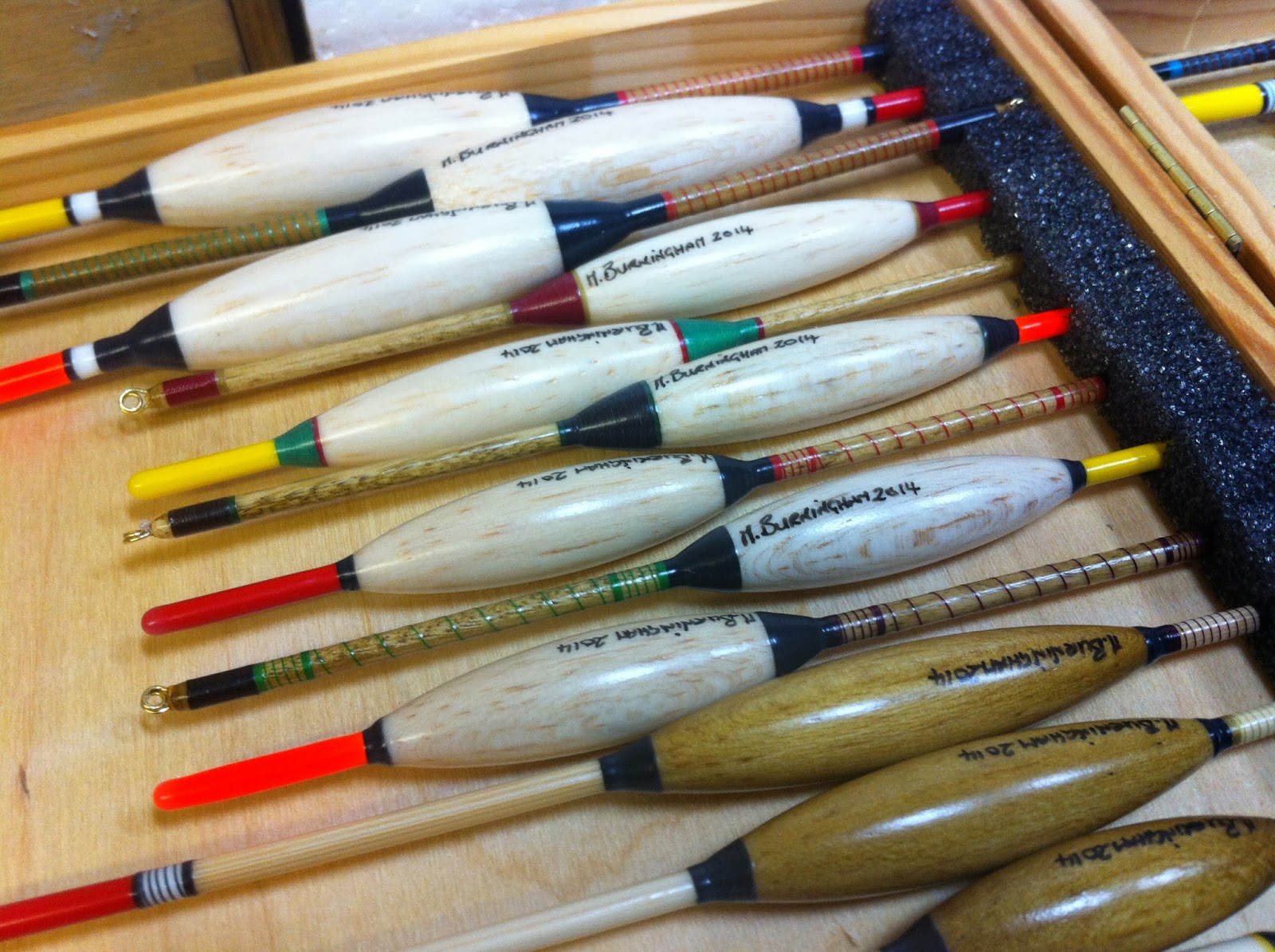 Handmade Fishing Floats by Mark Burningham. Box set of floats for both