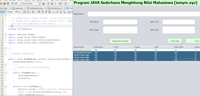 Program Java GUI Menghitung Nilai Mahasiswa Dengan Netbeans