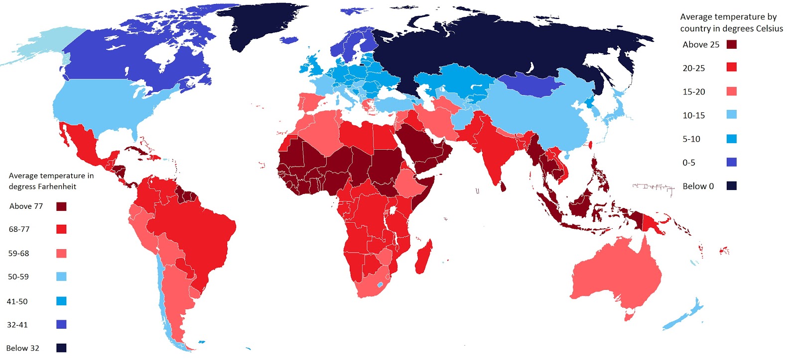 Average Annual Temperature By Country - Vivid Maps-5772