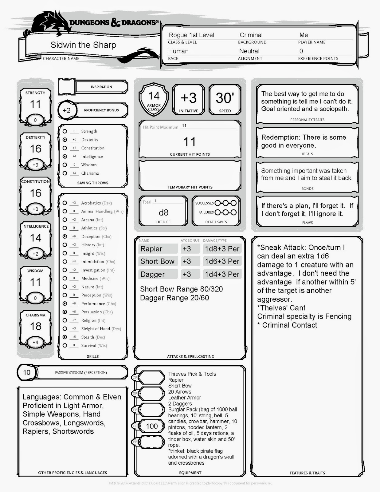 Download 1St Edition Dungeons And Dragons Character Sheets Free 