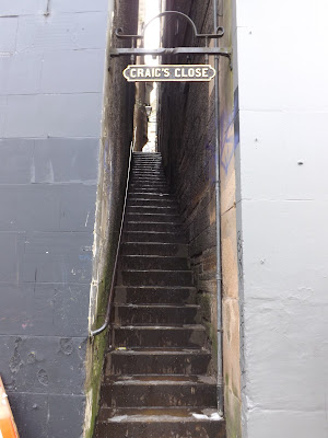 An alleyway with stairs