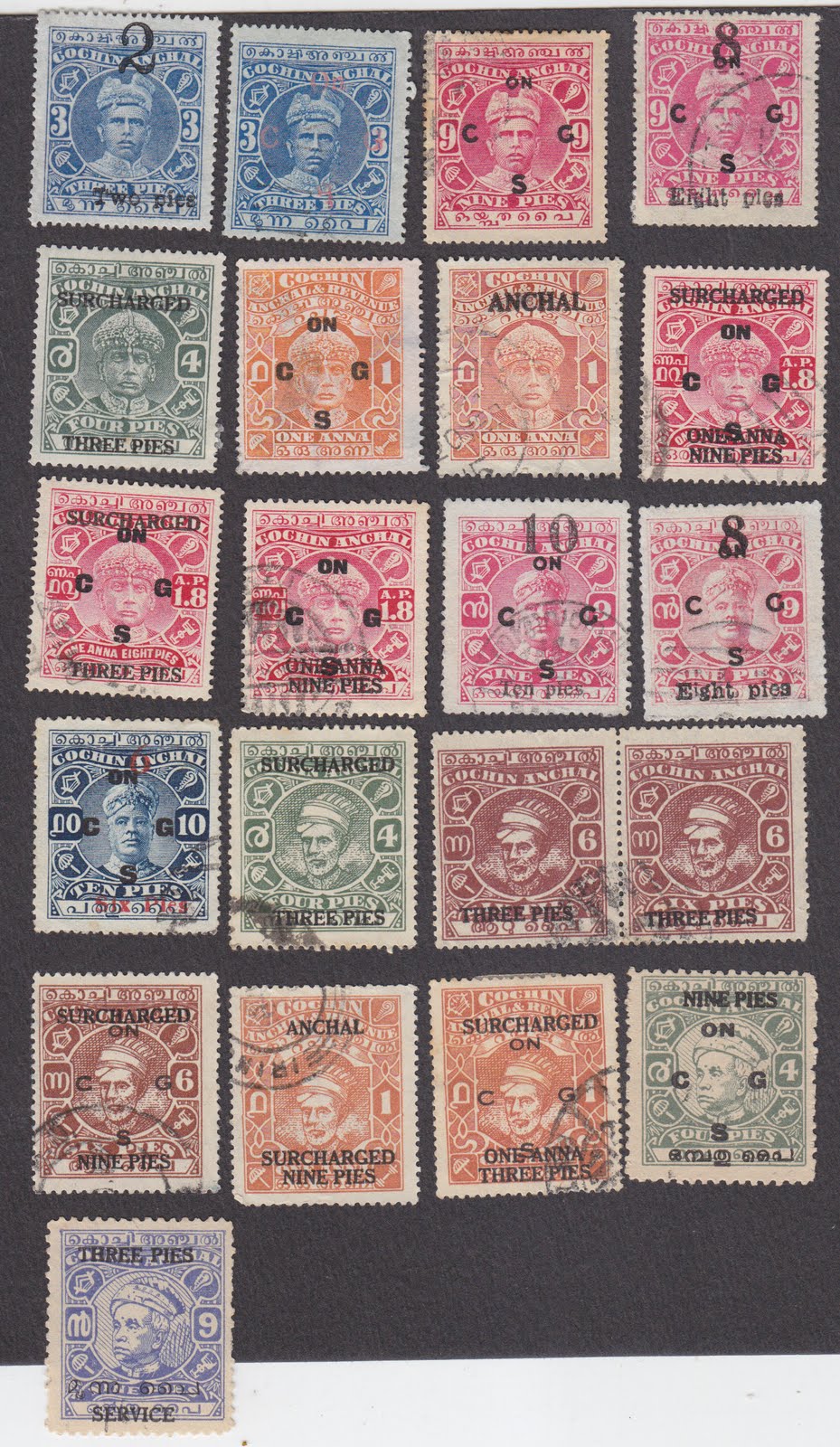 the postage stamp research archive Cochin Maharaja StampsSome