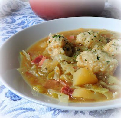 Cabbage & Ham Soup with Cheese Dumplings