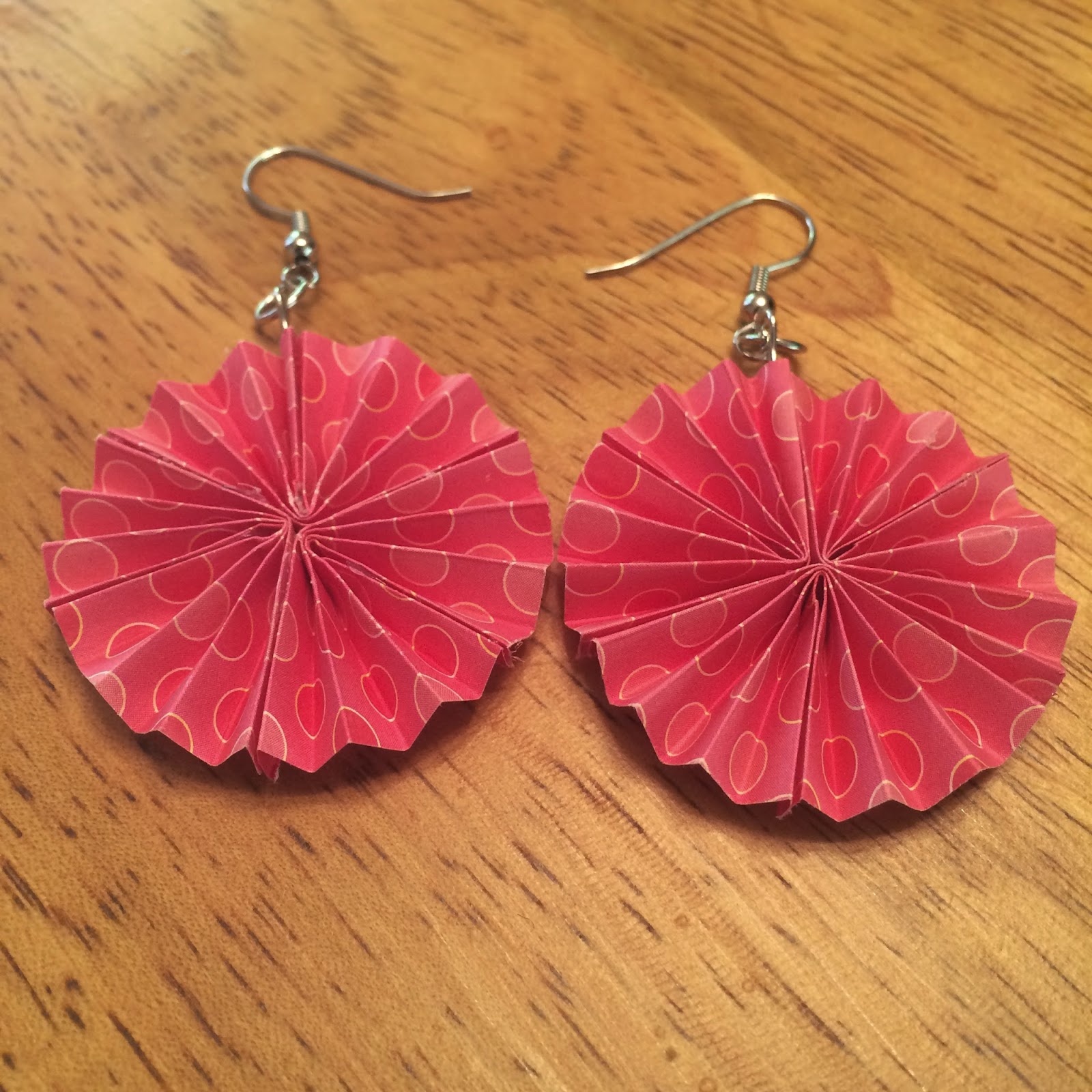 360 Circular Origami Earrings (Pink & Red Polka Dots