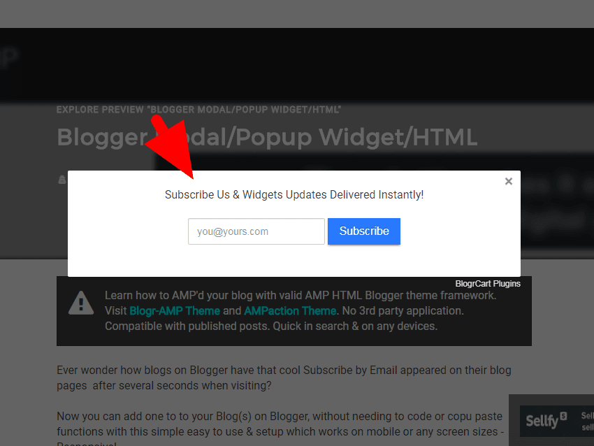 Free Follow by EMail (Subscribe) Pop Up Modal Blogger WIdget