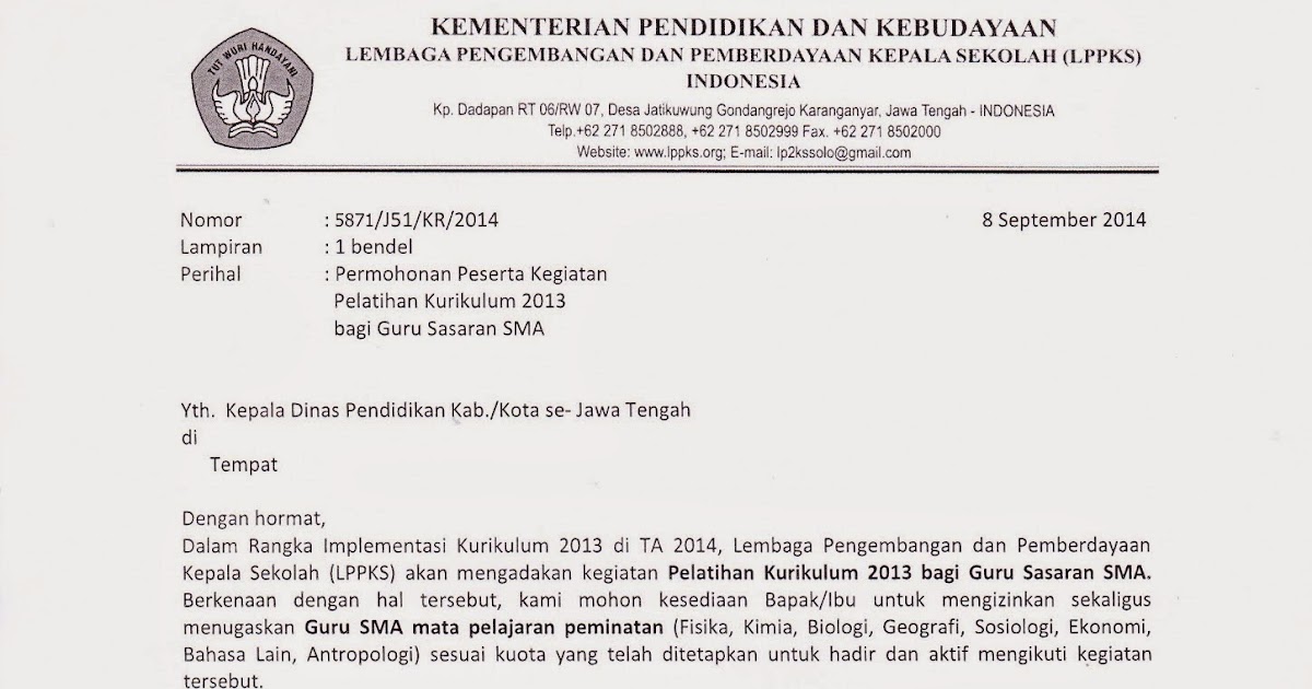 Contoh Surat Pelatihan Pengembangan Kurikulum Contoh Soal