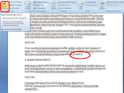 Cara Membuat Catatan Kaki yang benar di Ms Word