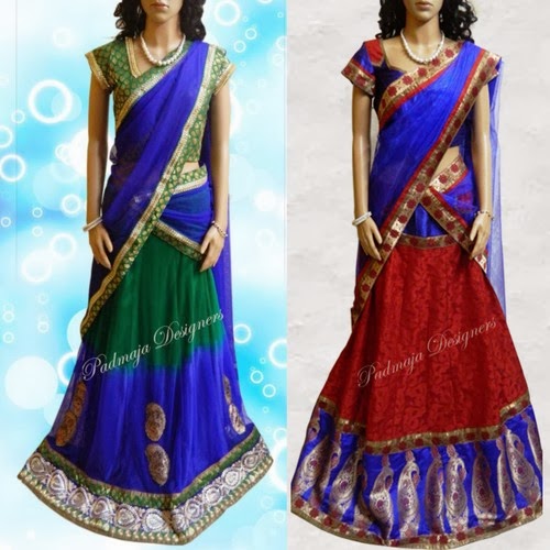 Elegant Half Sarees by Padmaja - Saree Blouse Patterns