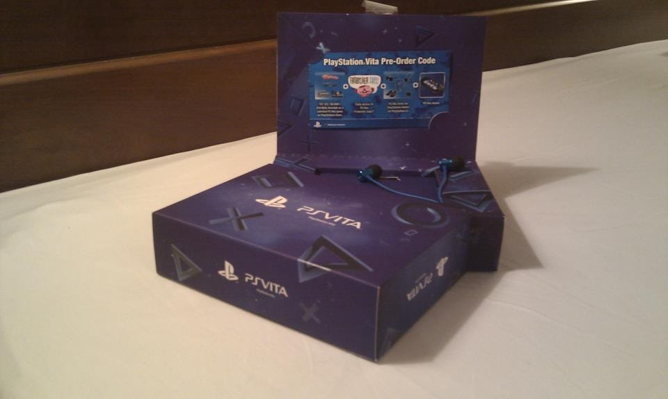 Sony shows off the PS Vita pre-order box.