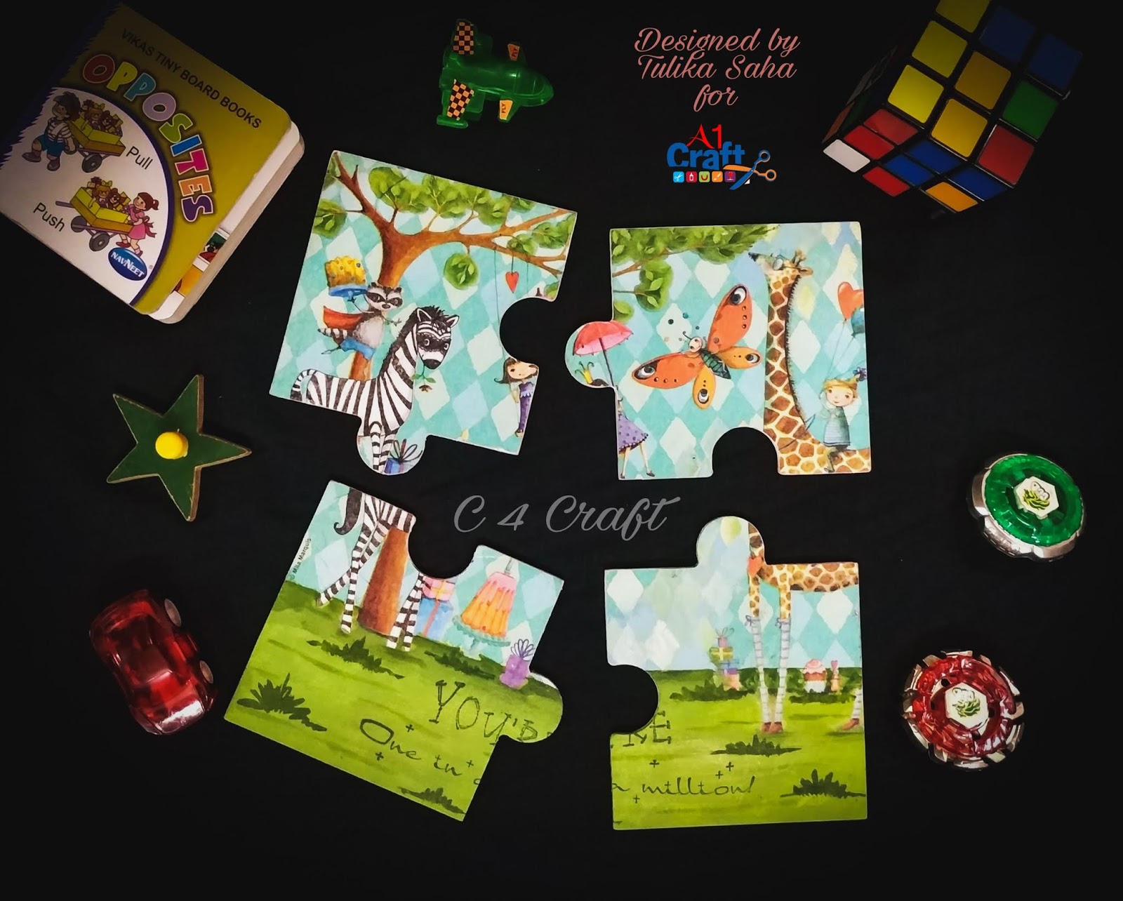 A1 CRAFT How To Decoupage MDF Puzzle Coaster Set For Beginners