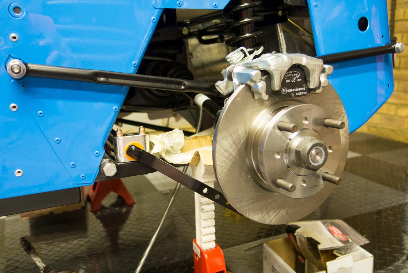 Rear brake disc and calliper in place. Rear brake disc and calliper in place.