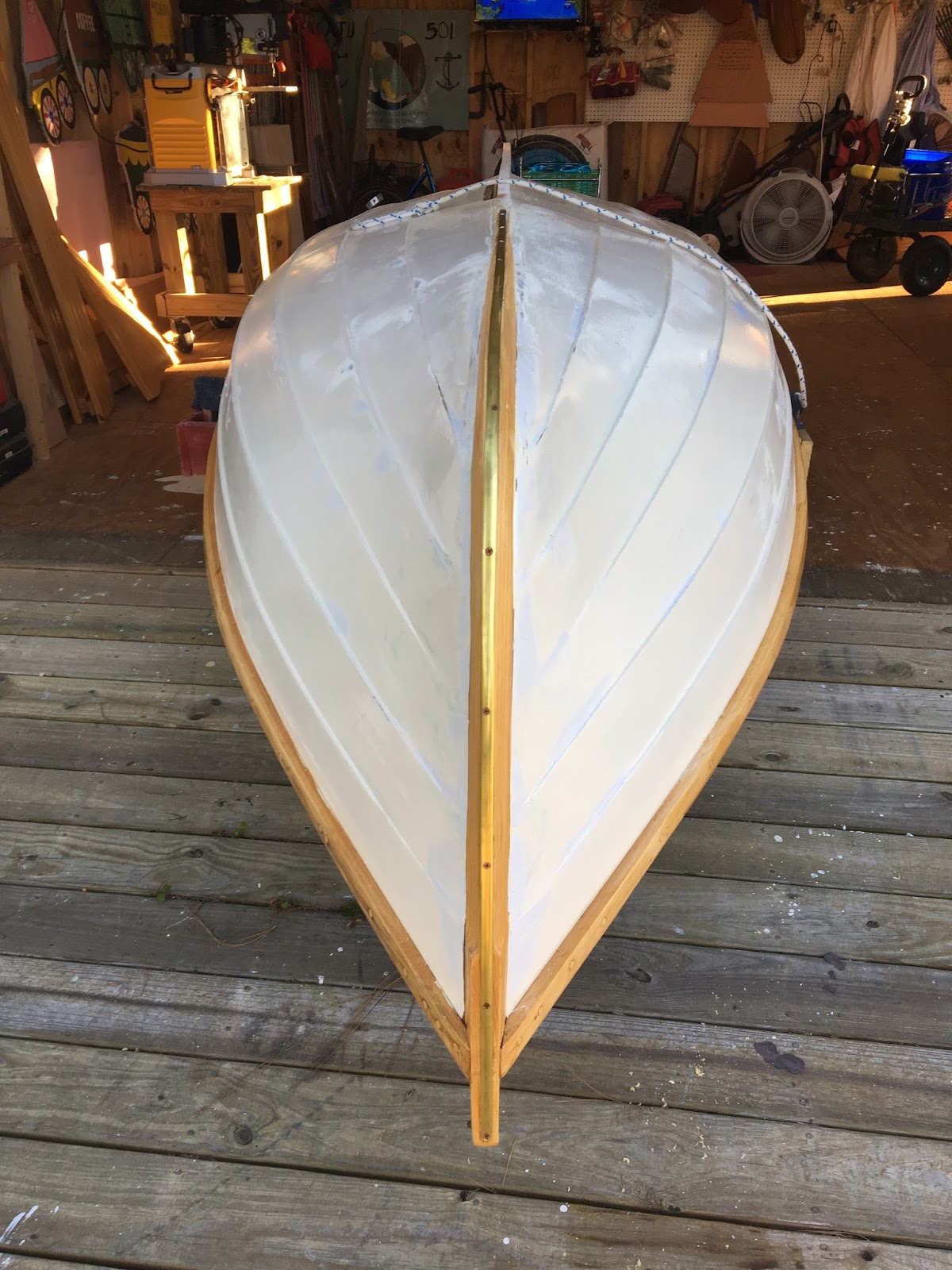 Small Boat Restoration St. Jacques Log 26 May 17 Stem Band and Hull