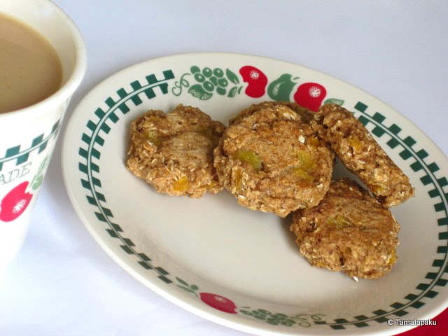 Fat Free Eggless Pineapple Oat Cookies