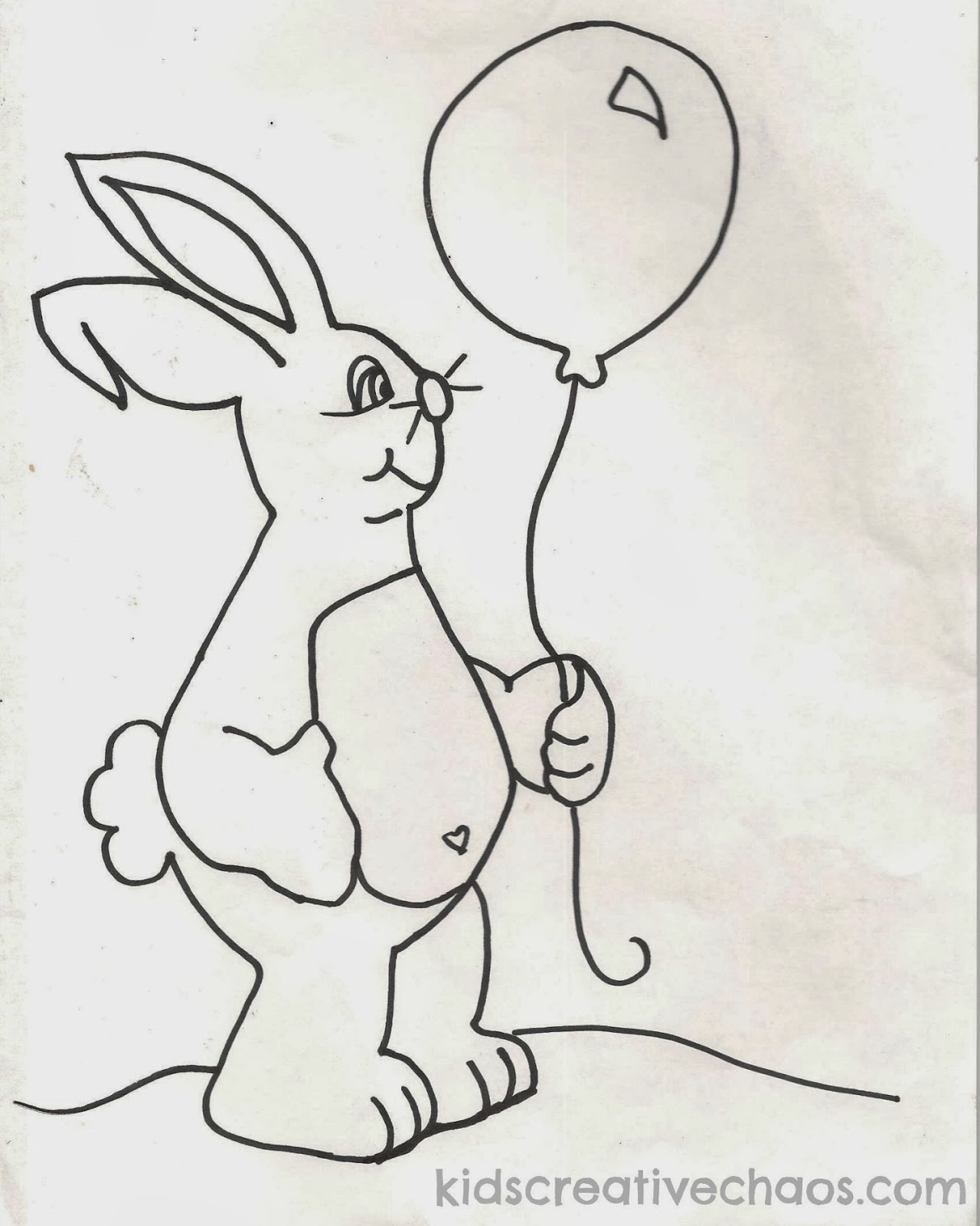 Bunny to color with balloon.