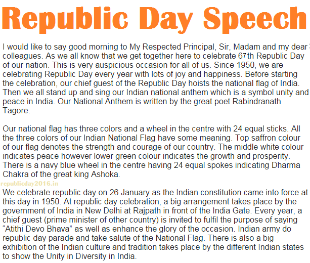 Republic Day Speech  Happy Republic Day 2017 Essay  All Images Quote