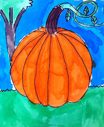 pumpkin watercolor projects pumpkins paint paper painting water grade project cassius thanksgiving 1st fall colour