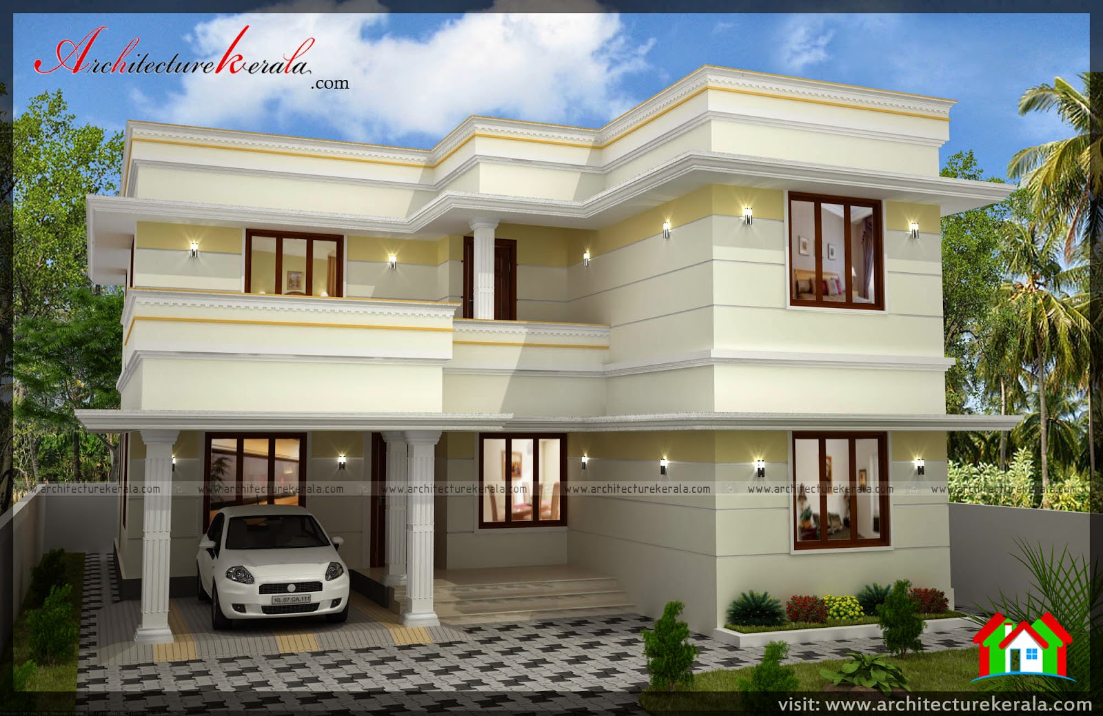  THREE  BEDROOM  TWO  STOREY HOUSE  PLAN  ARCHITECTURE KERALA