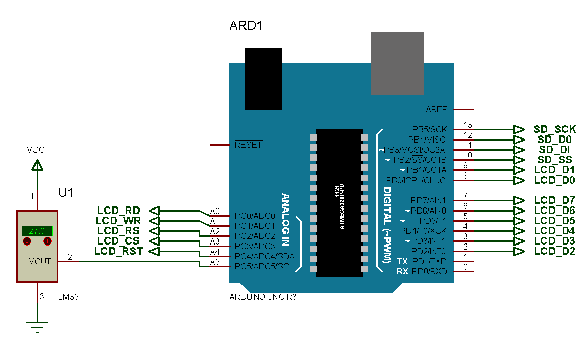LCD 2.4" TFT Wiring Circuit Diagram