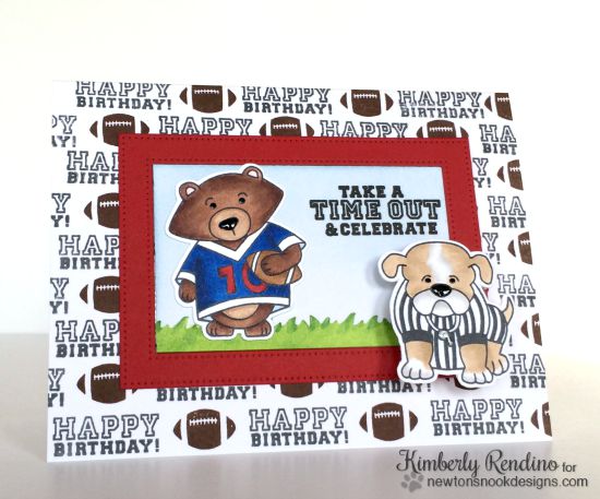 Football Birthday card by Kimberly Rendino | Touchdown Tails stamp set by Newton's Nook Designs #newtonsnook #football 