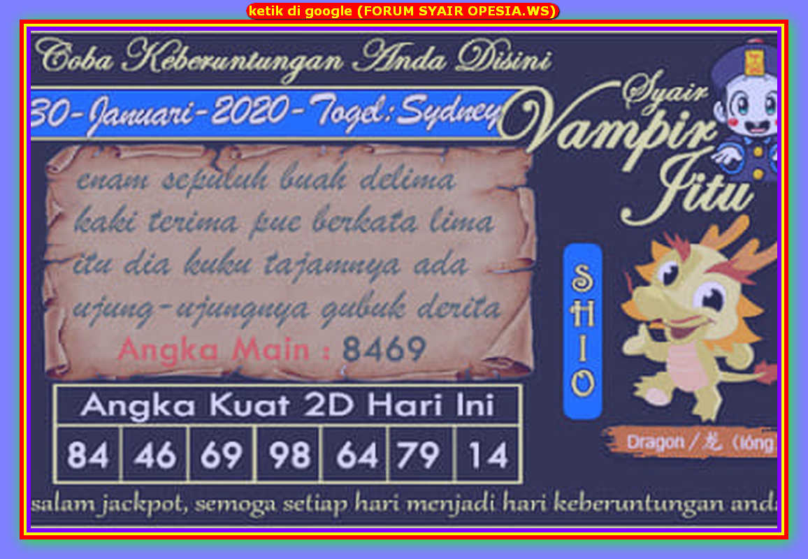 1 New Message Kode Syair Sydney 30 Januari 2020 Forum Syair Togel Hongkong Singapura Sydney