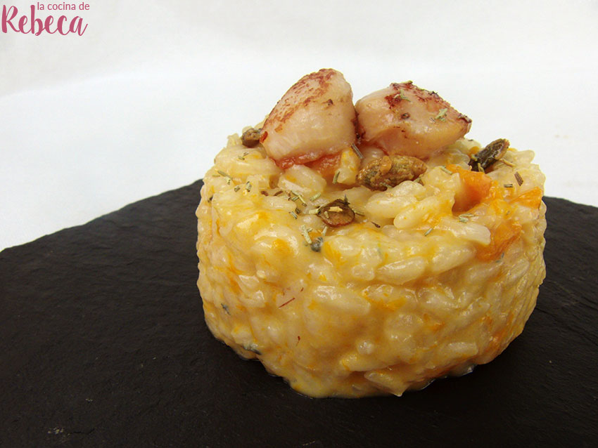 La cocina de Rebeca Risotto de calabaza y con vieiras