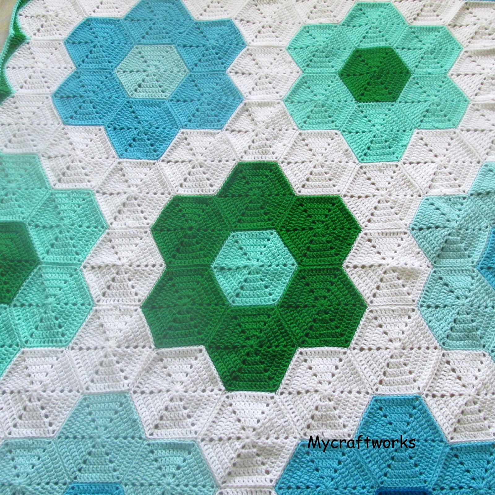 MY CRAFT WORKS Crochet Hexagon baby blanket Ta......da.....