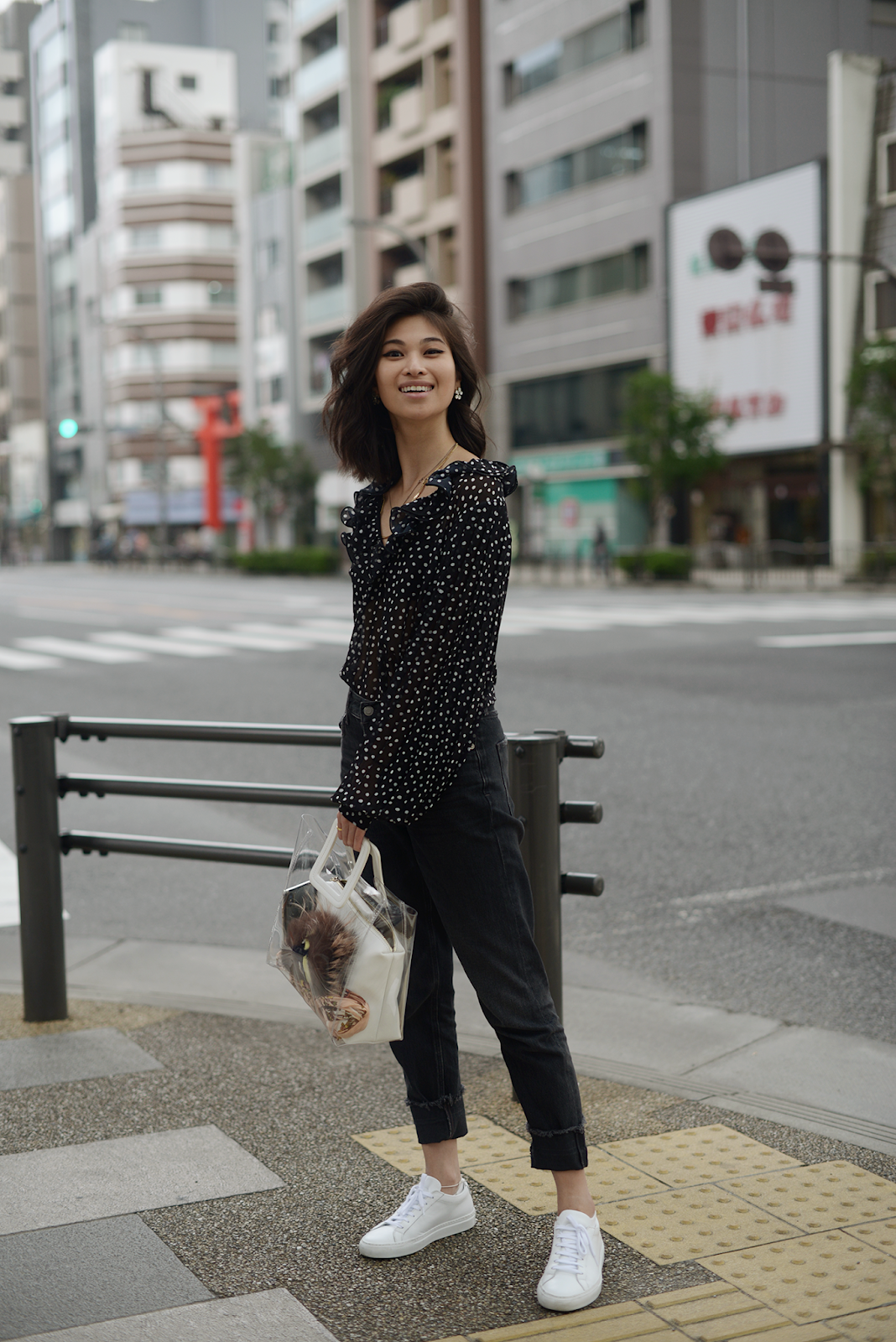 Sheer Polka Dots Top, Keepsake Polkadots, Clear PVC Tote, Staud Clothing - Lazy May / FOREVERVANNY