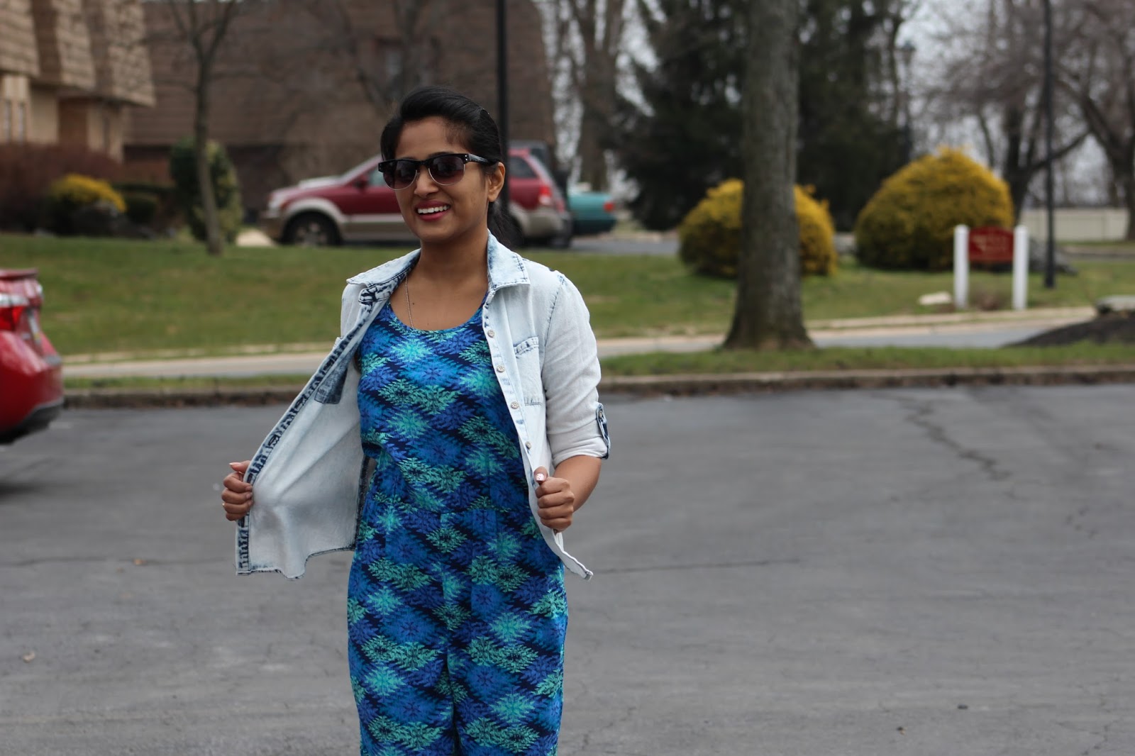 how to wear a jumpsuit in different ways, indian fashion blogger, blue jumpsuit, printed jumpsuit, styling a jumpsuit