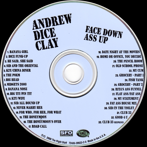 Vintage Stand Up Comedy Andrew Dice Clay Face Down Ass