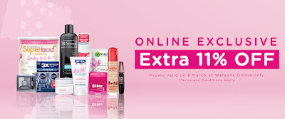 Watsons Malaysia Online Store Exclusive Extra 11% OFF Discount Promo