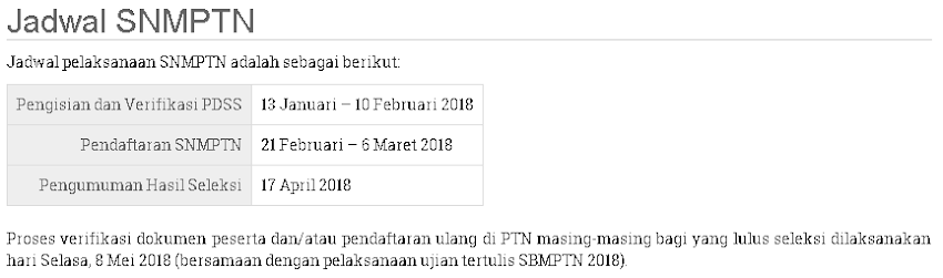 Jadwal SNMPTN dan SBMPTN 2018