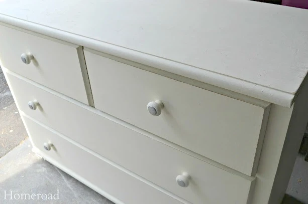 White dresser after removing old veneer