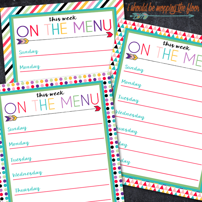 Free Printable Menus | i should be mopping the floor